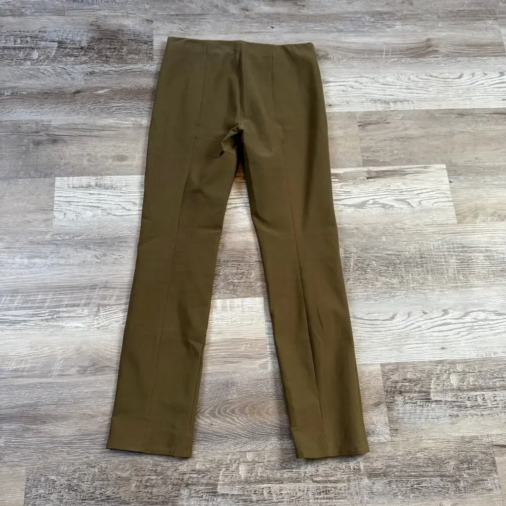 Vince Pants Olive Straight Leg High Rise Stretch Minimalist Workwear Office S